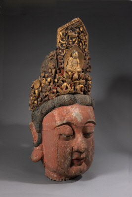 图片[2]-Woodcarving painted Avalokitesvara head-China Archive